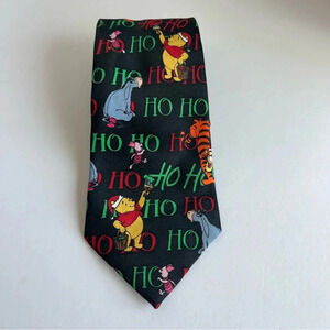 Vintage Winnie the Pooh Christmas Neck Tie Ho Ho Ho Santa Hat Tigger